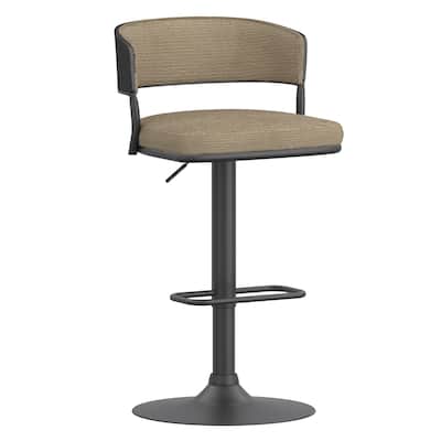 Modern Performance Fabric & Bentwood & Metal Adjustable Air-Lift Stool, Set of 2