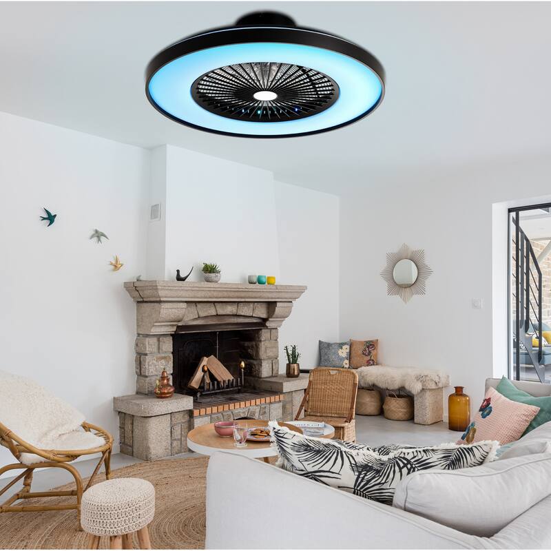 Bella Depot 23" Ceiling Fan with RGB LED Light and Remote APP Control Reversible 6-speed