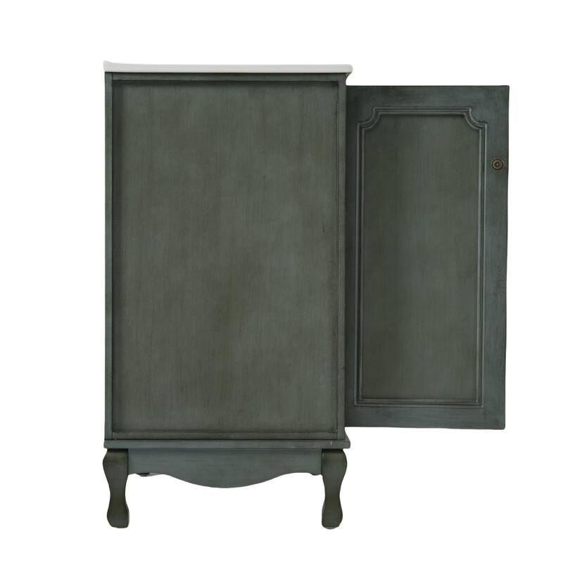 30" Vintage Beautifully Bathroom Vanity Storage Cabinet with Antique Handles, Rubber Wood Legs and Adjustable Shelves