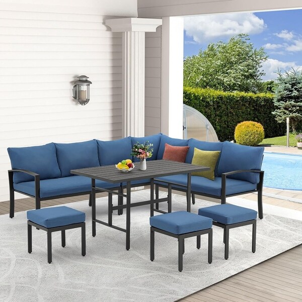 AECOJOY Metal Patio Furniture Set 7 Pieces Modern Outdoor Conversation Set On Sale Bed Bath Beyond 40738281