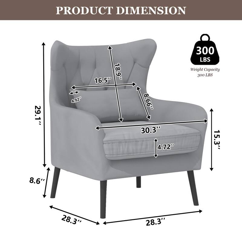 Velvet Accent Chair Upholstered Comfy Thick Cushion For Living Room
