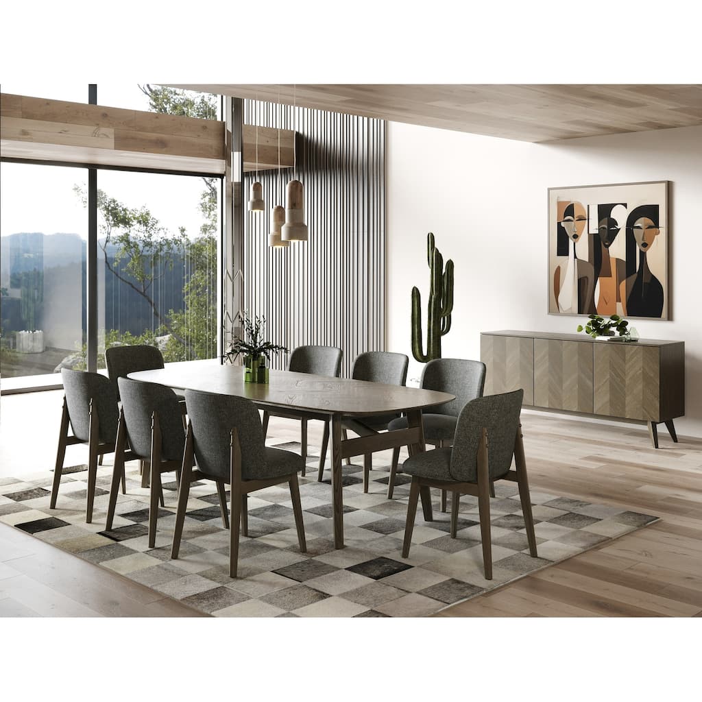 Modrest Costello Mid-Century Modern Wenge Dining Table & 8 Chairs Set