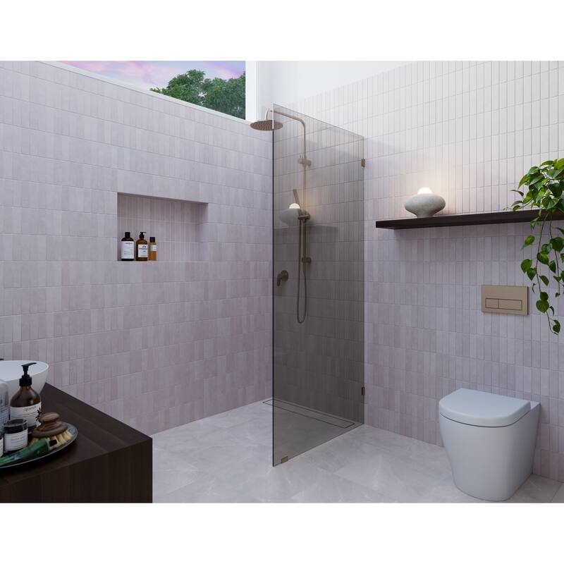 Ursa 30 in. x 78 in. Fully Frameless Glass Shower Panel - Single Fixed Panel with Gray Tint