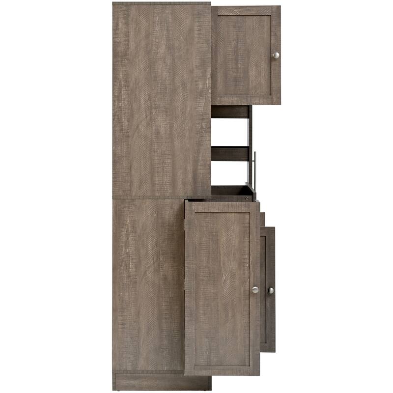 Freestanding Kitchen Pantry Storage Cabinet Cupboard with Pull-Out Side Cabinet