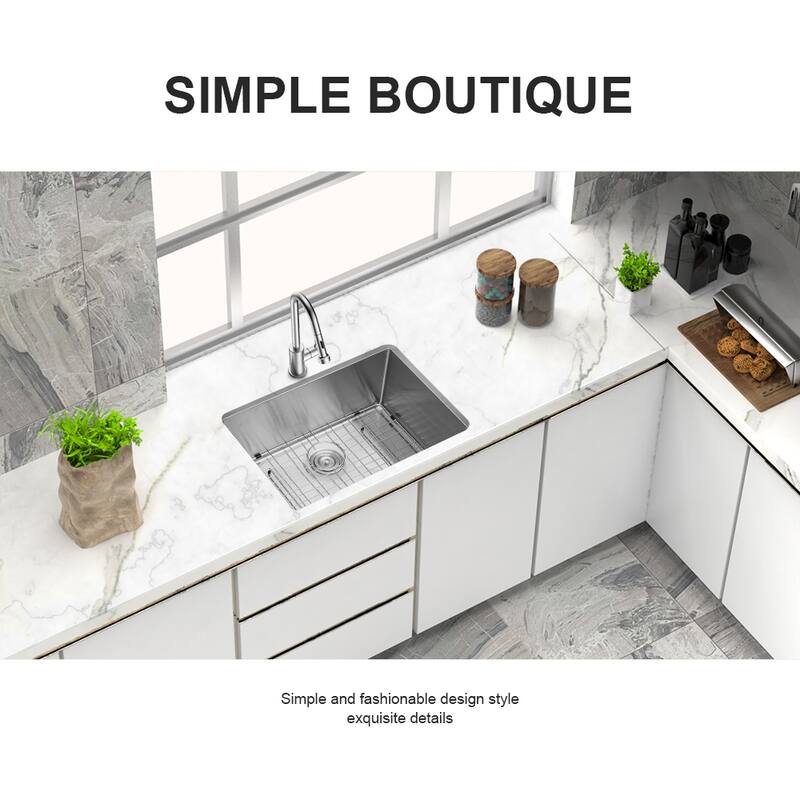 Undermount 16 Gauge Single Bowl Stainless Steel Kitchen Sink in Brushed Nickel