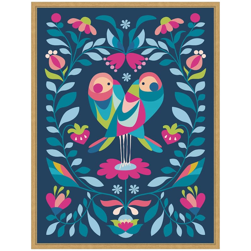Kate and Laurel Sylvie Love Birds Framed Canvas by Rachel Lee