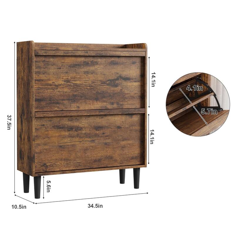 Drawer Wooden Shoe Cabinet with Adjustable Shelves