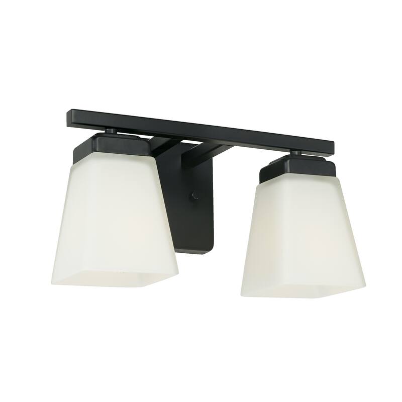 Baxley 13-inch 2-light Bath/ Vanity Fixture w/ Soft White Glass - Matte Black