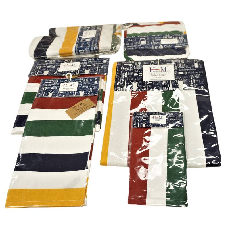 Home & Manor Kitchen Chef Red&Yellow Stripe Oven Mitt