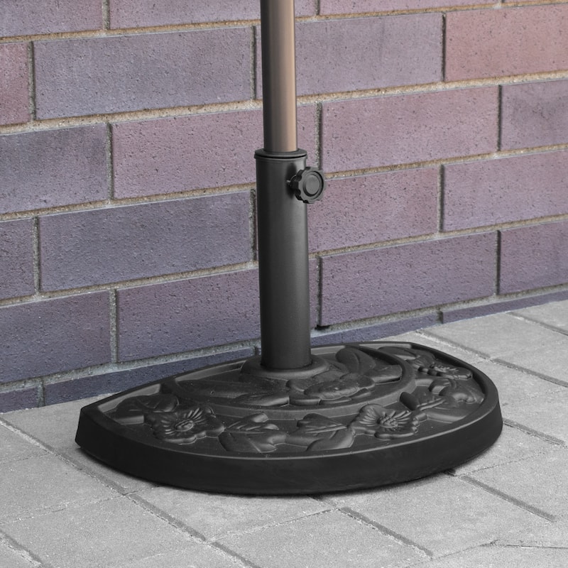 Isle Half Round Outdoor Patio Umbrella Base Stand - Black