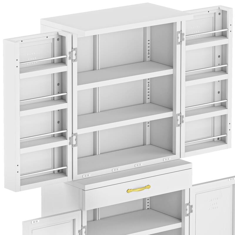 72" Tall Metal Storage Cabinet Organizer for Bathroom, Kitchen & Living Room