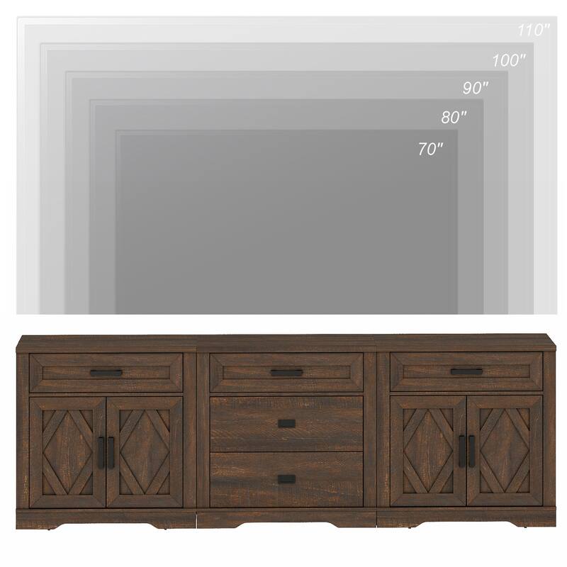 Large TV Stand,3/4-in-1 Farmhouse TV Console Table with Storage Barn Door Cabinet
