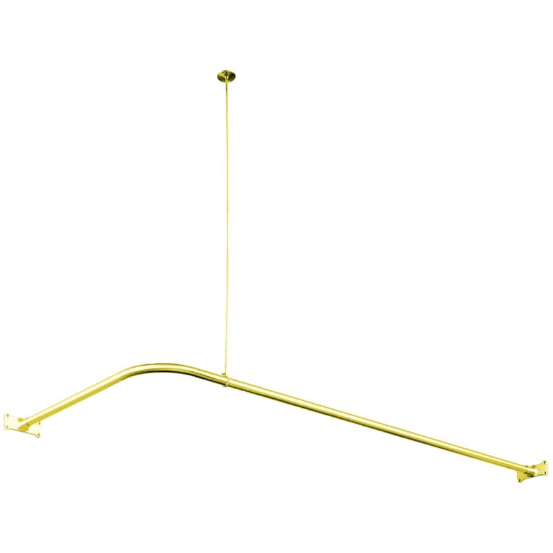 Vintage L-Shaped Shower Curtain Rod - Polished Brass