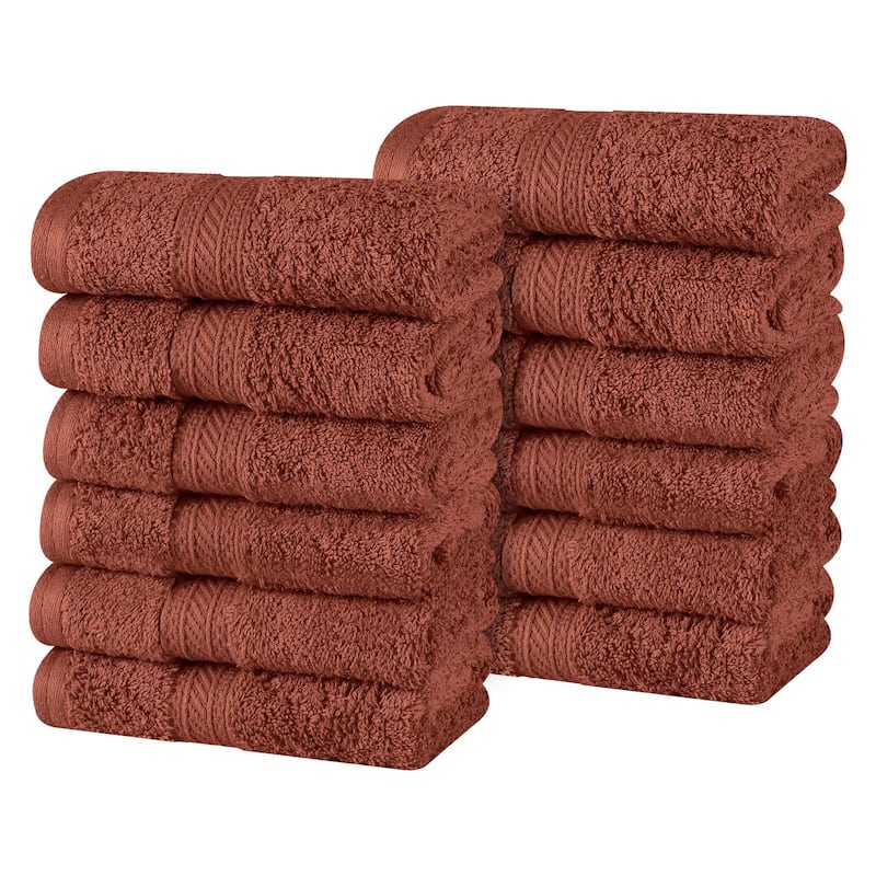 Superior Atlas Cotton Plush Heavyweight Face Towel Washcloth Set of 12