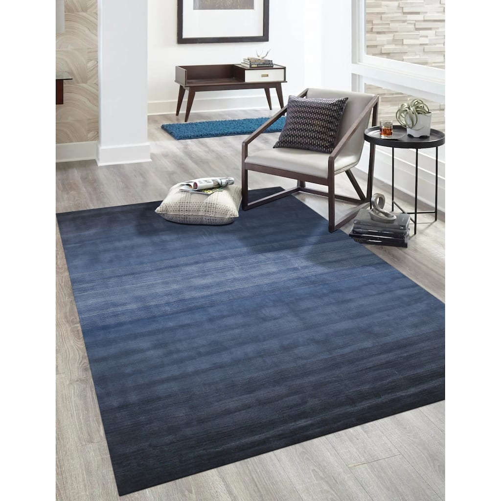 Hand-tufted Wool Blue Transitional Abstract Horizon Rug