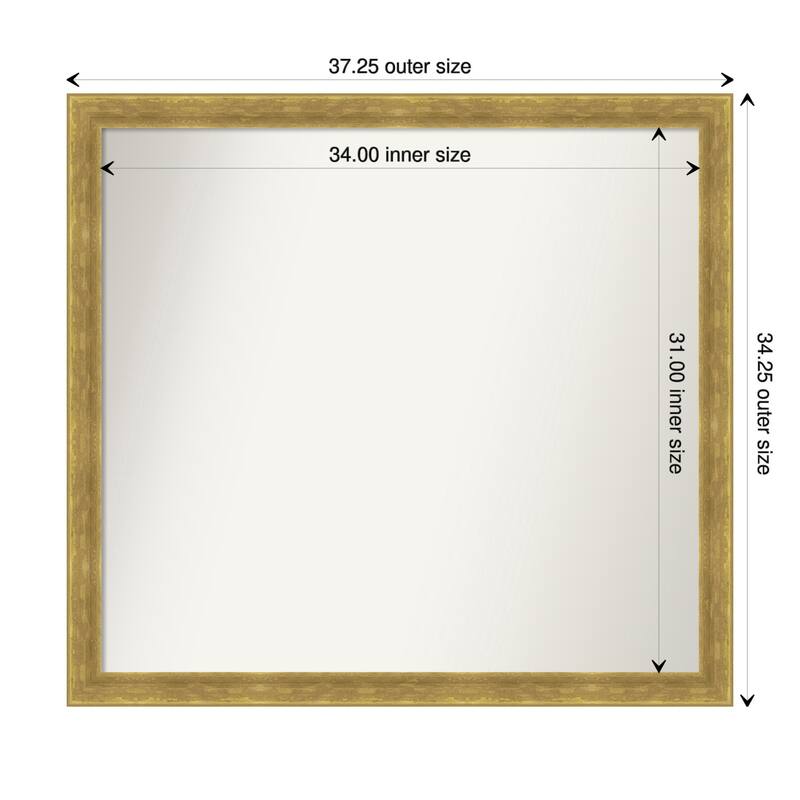 Angled Gold Framed Non-Beveled Custom Wall Mirror, Bathroom Vanity Mirror