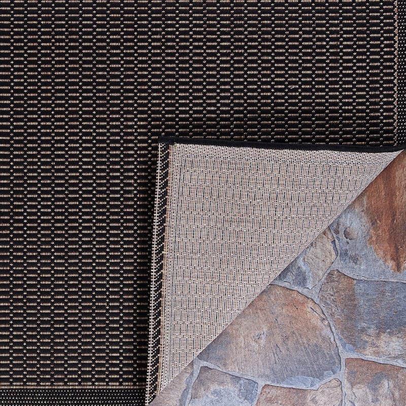 Dream Decor Rugs Pergola Basketweave Black Brown Outdoor Area Rug