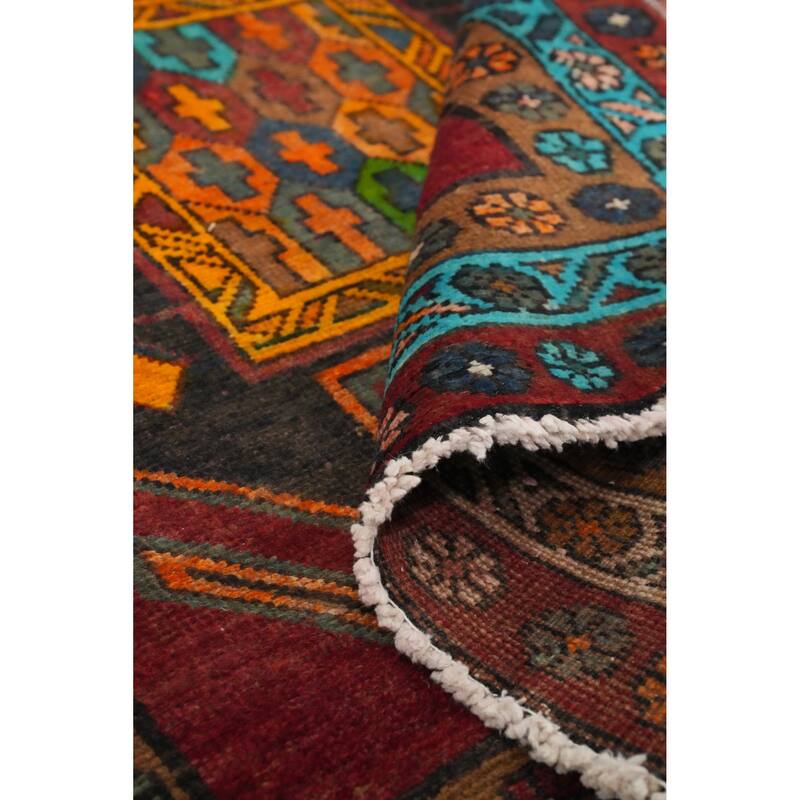 Hand Knotted Oriental 100% Wool Carpet Traditional Tribal Red Ardebil Runner Rug - 12' 6'' X 3' 8''