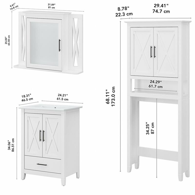 Key West 24W Bathroom Vanity, Mirror and Space Saver by Bush Furniture