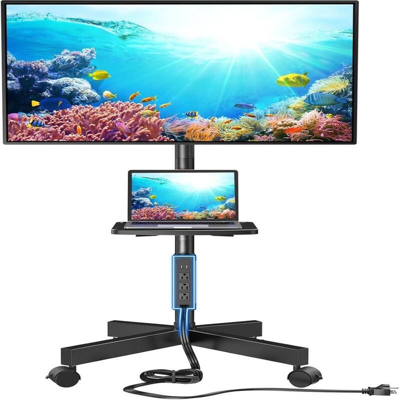 Rolling TV Stand with Power Outlet - Black