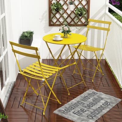 Pyramid Home Decor 3 Piece Foldable Steel Bistro Set