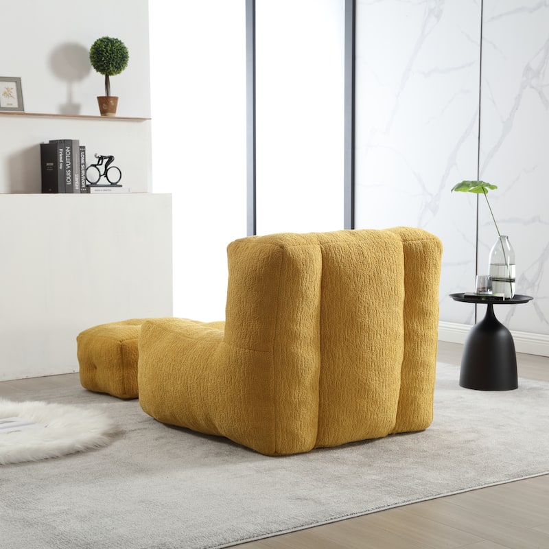 Fluffy bean bag chair with memory foam and ottoman
