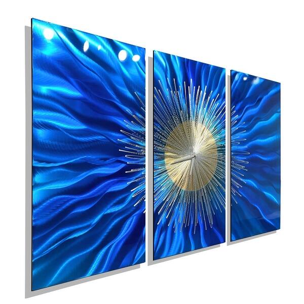 Shop Statements2000 Metal Wall Clock Art Panels Abstract Blue