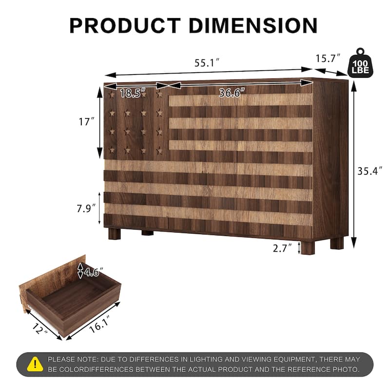Multifunctional Sideboard Cabinet, 55" Coffee Bar Console Cabinet for Entryway, Living Room & Dining