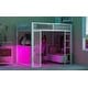 preview thumbnail 12 of 32, Full Metal Gaming Loft Bed with LED, Desk & Drawers