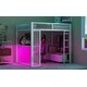 preview thumbnail 29 of 32, Metal Space-saving Gaming Loft Bed with LED, Desk, Open Wardrobe and 3 Linen Storage Drawers, Full Size