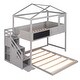 preview thumbnail 5 of 9, Kids Wood Twin Over Full House Bunk Bed with Guardrail & Window