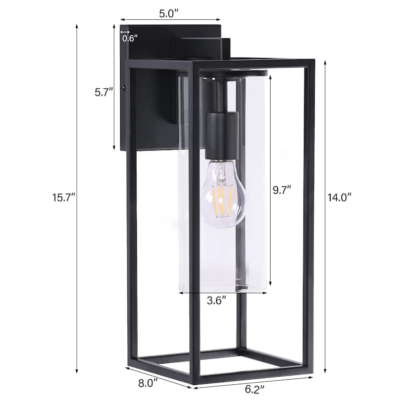Metal 1-Light Clear Glass Outdoor Wall Sconce Light