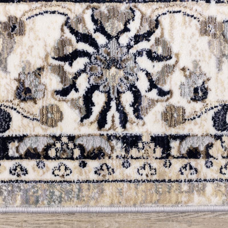 Santiago Classic Floral Cream Blue Area Rug