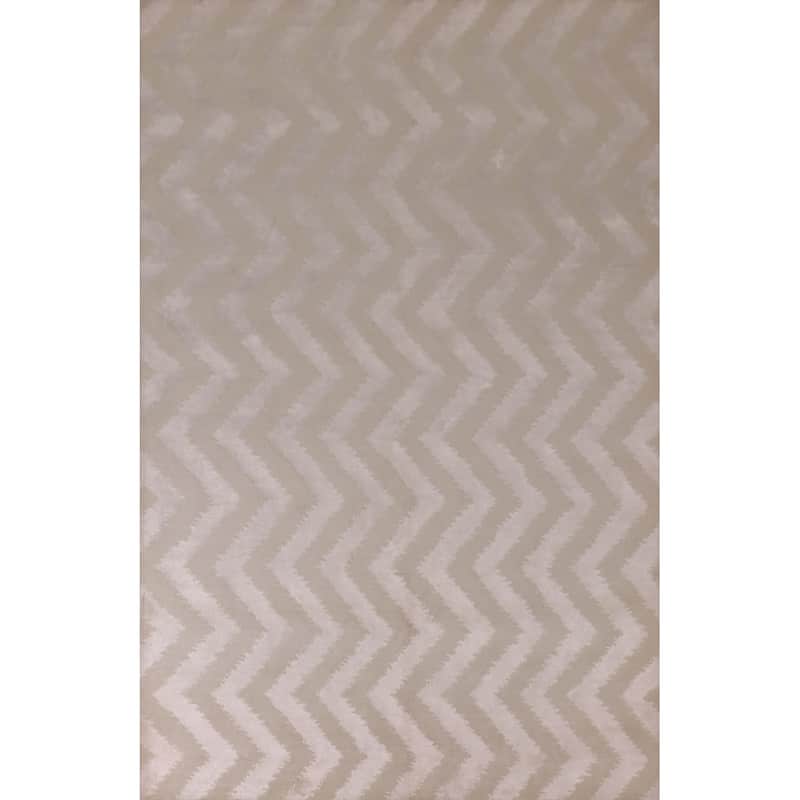 Chevron Style Modern Indian Area Rug Hand-Knotted Wool Carpet - 6'0"x 8'9"