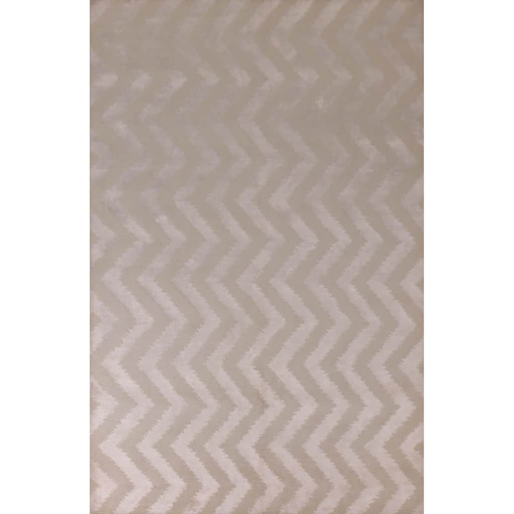 Chevron Style Modern Indian Area Rug Hand-Knotted Wool Carpet - 6'0"x 8'9"