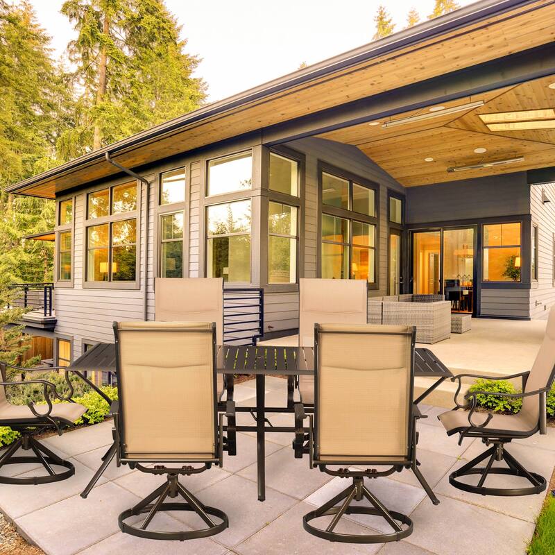 Westin 7pc Outdoor Aluminum & Padded Sling Swivel Patio Dining Set