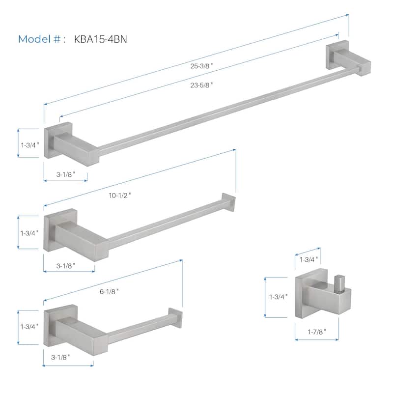 Cube 4 Piece Bathroom Hardware Set