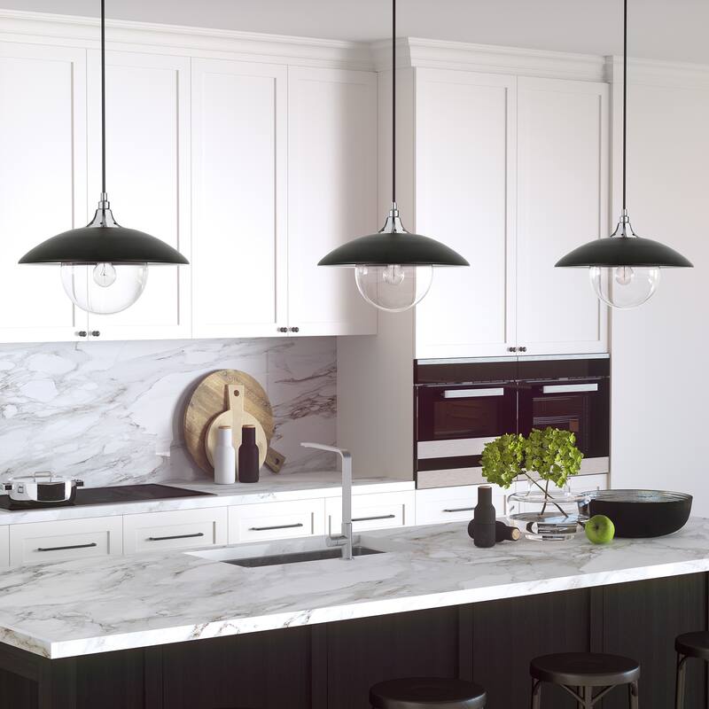 Alvia 14.5" Wide Pendant with Metal/Glass Shade - 14.5" Wide