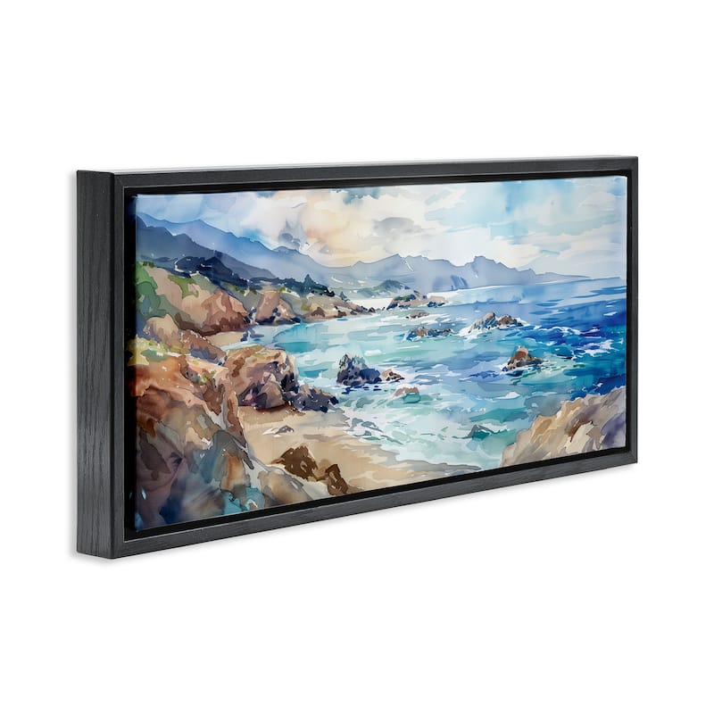 Stupell Blue Toned Beach Edge Framed Floater Canvas Wall Art Design By Heidi Kuntz