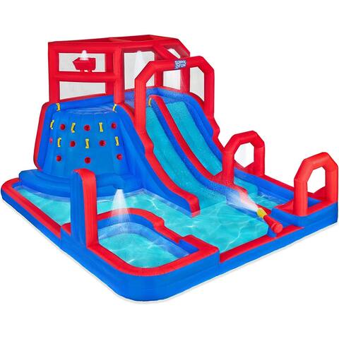 Sunny & Fun Mega Climb N' Go Inflatable Water Slide Park - Blue