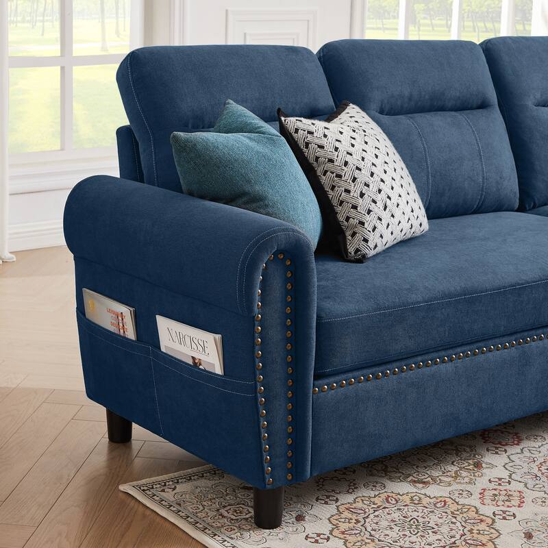 4 Seater L Shaped Reversible Sectional Sofa with Storage Ottoman