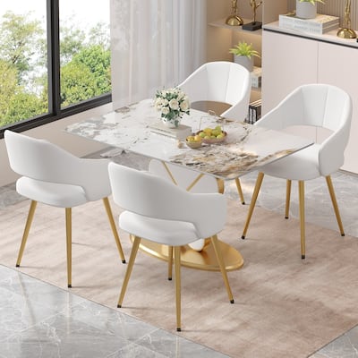 VECELO Modern Upholstered Dining Chairs Set of 4, Velvet Kitchen Chairs for Dining Room