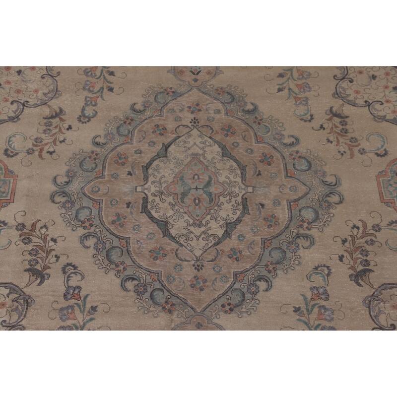 Tabriz Persian Vintage Area Rug Handmade Wool Carpet - 9'7" x 12'7"