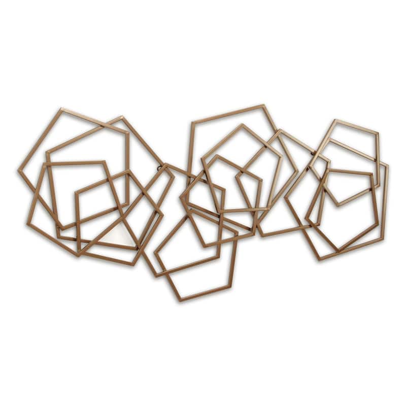 HomeRoots 24" X 48" Bronze Geometric Metal Abstract Hanging Dimensional Sculpture