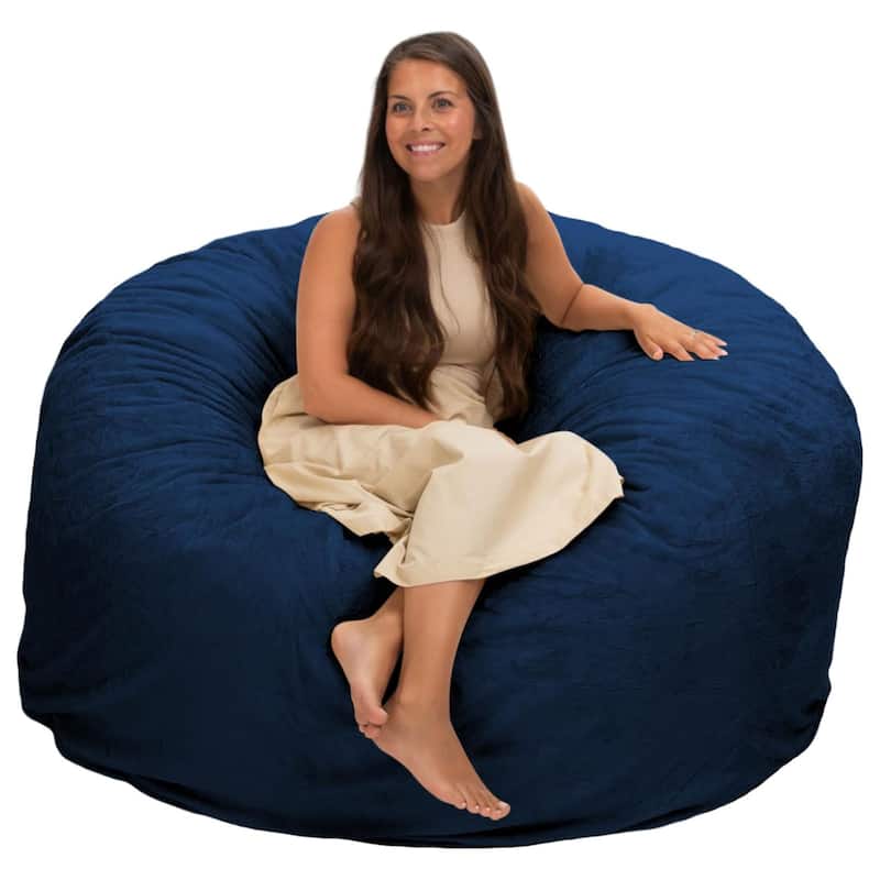 Ultimate Sack 5ft Bean Bag Chair, Oversized Indoor Comfy Lounger, Navy Suede