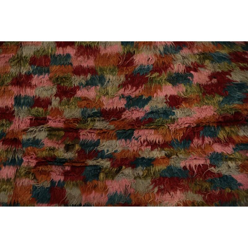 Hand Knotted Oriental 100% Wool Carpet Tribal Checkered Multi-Colored Moroccan Area Rug - 9' 10'' X 8' 1''