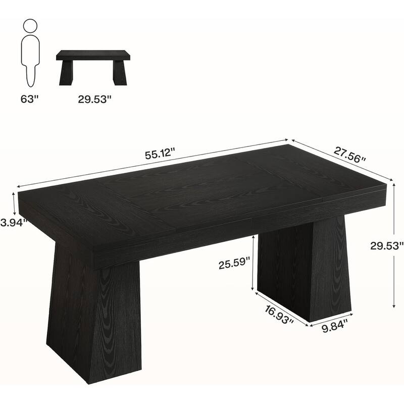 55" Modern Executive Desk, Large Home Office Desk with Double Pedestal