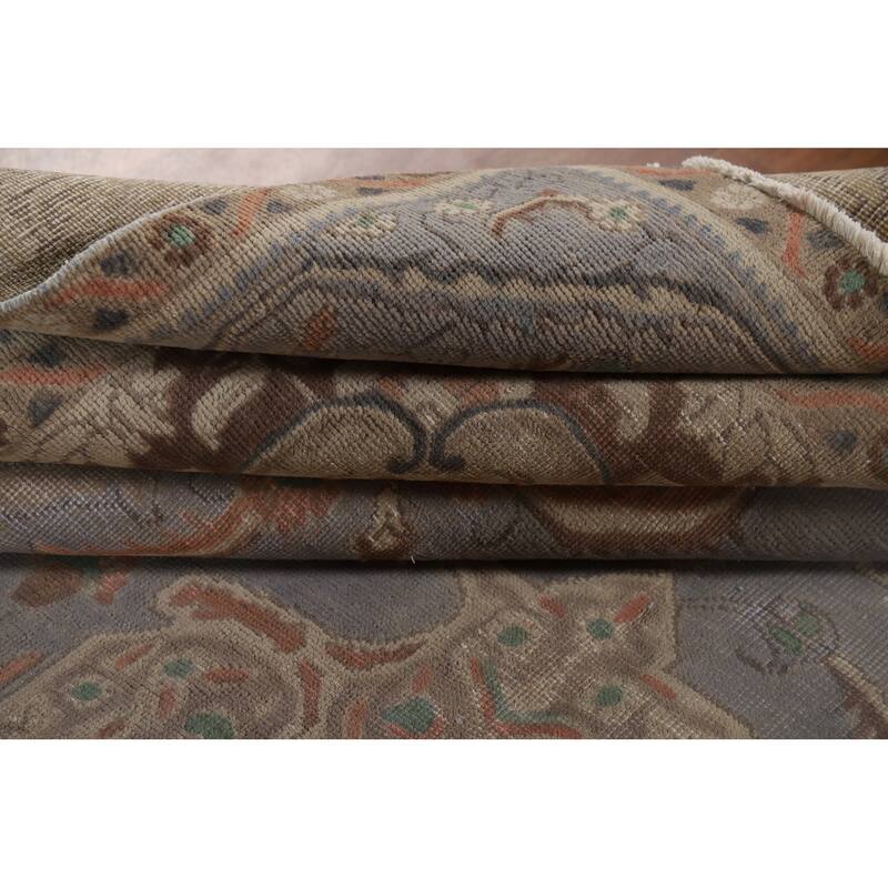 Blue Tabriz Vintage Persian Area Rug Hand-Knotted Wool Carpet - 9'5" x 12'4"