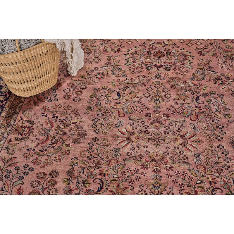 EXQUISITE RUGS ONE-OF-A-KIND Antique Weave Sarouk Hand Knotted Rose Rug - 8'5"x11'5"