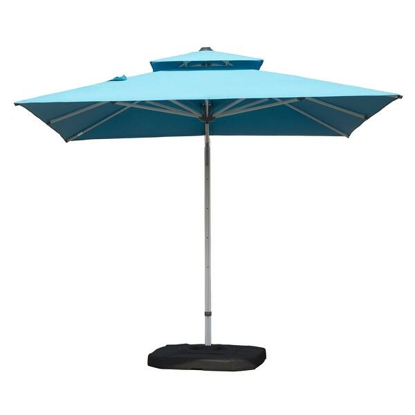 9ft rectangular patio umbrella Ainfox Outdoor Patio Umbrella with Base 6x10ft Rectangular Umbrella Crank Tilt by Pressing Button Brown
